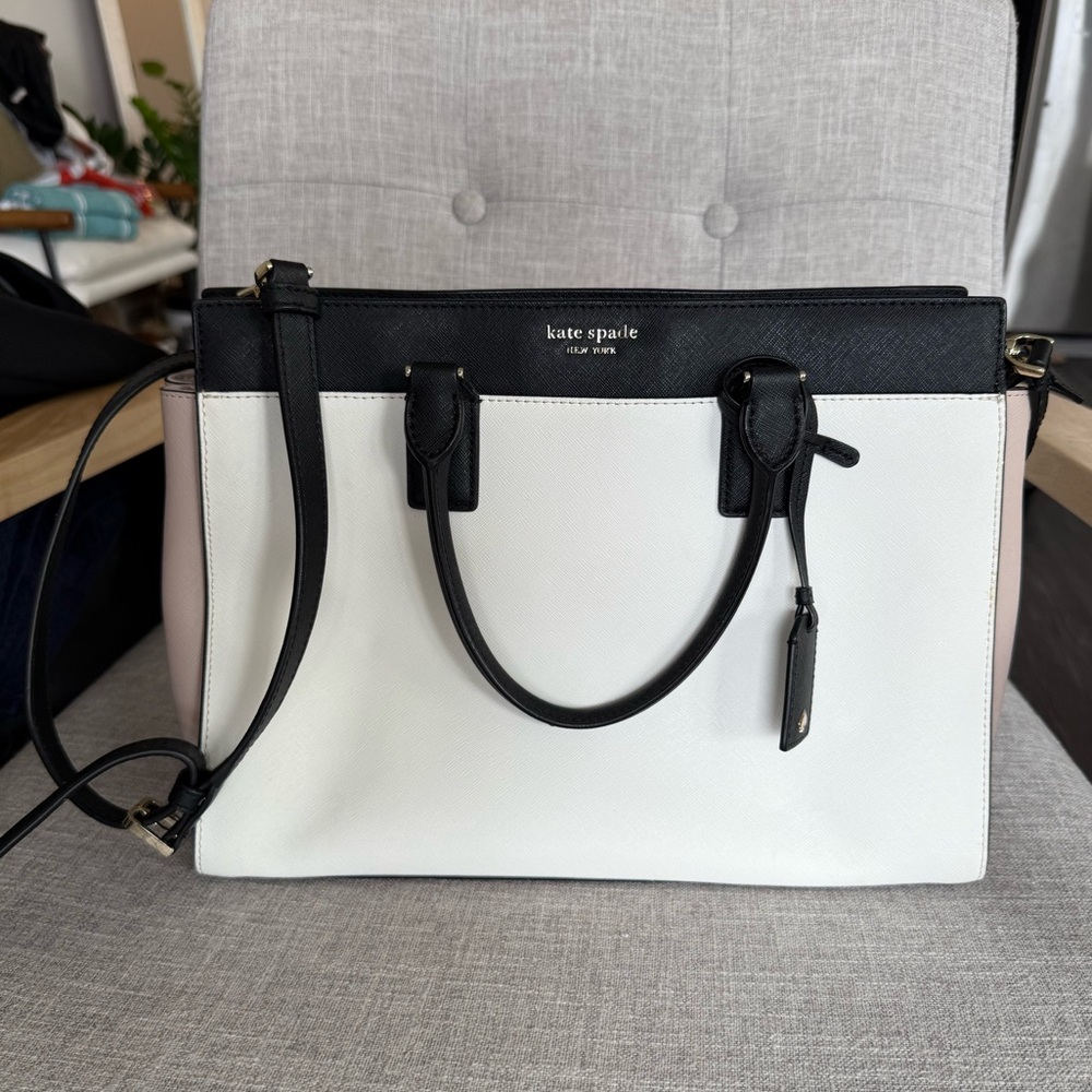Kate Spade Black, White, Cream/Pink Satchel